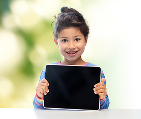 Image showing happy little girl with tablet pc computer