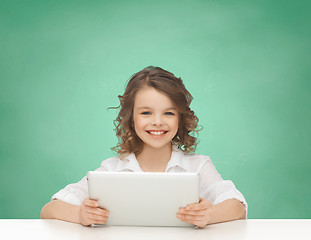 Image showing happy smiling girl with tablet pc computer