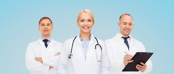 Image showing group of doctors with stethoscope and clipboard