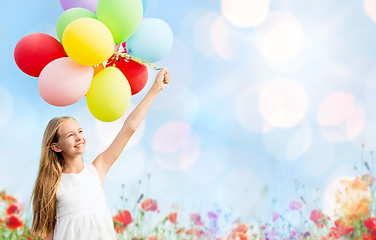 Image showing happy girl with colorful balloons