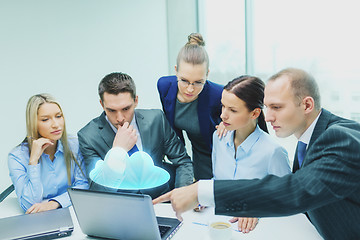 Image showing business team with laptop having discussion