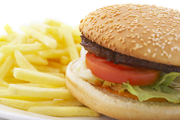 Image showing hamburger and french fries