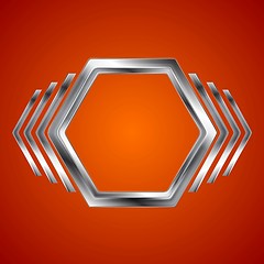 Image showing Abstract metal hexagon and arrows shape