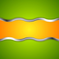 Image showing Abstract bright background with metallic waves