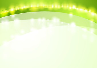 Image showing Green shiny waves abstract vector background