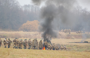 Image showing Hikking squad walking