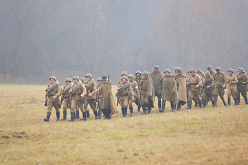 Image showing Hikking squad walking