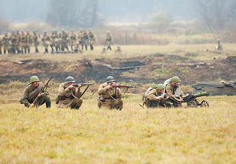 Image showing Hiking squad shooting