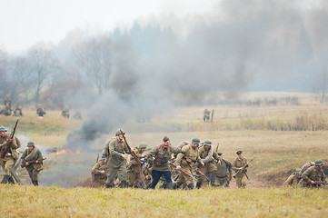 Image showing Hiking squad moving