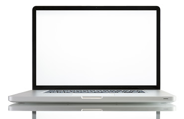 Image showing Laptop with blank white screen