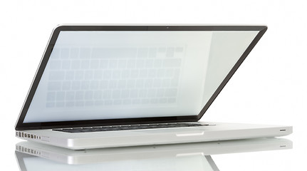 Image showing Laptop with blank white screen