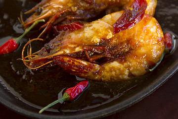 Image showing Sizzling Asian Prawns