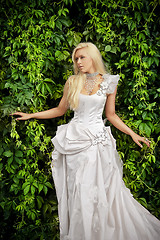 Image showing attractive blonde bride in luxury clothes