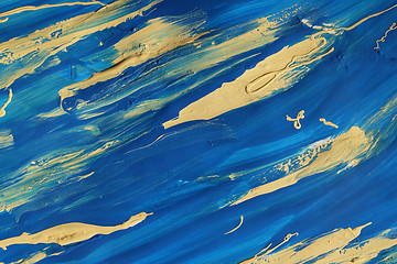 Image showing Abstract blue and yellow paint smears 