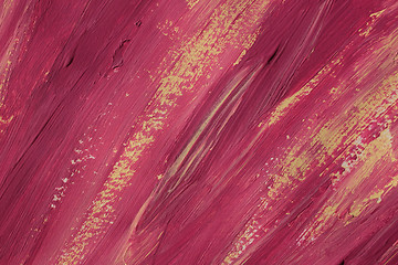 Image showing Pink and yellow paint smears on paper