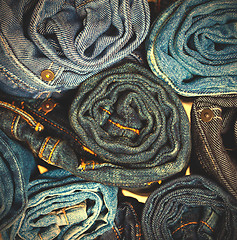 Image showing jeans trousers stack