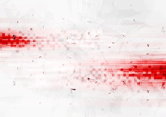 Image showing Grunge red hi-tech background with squares