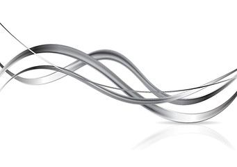 Image showing Metallic abstract waves on white background