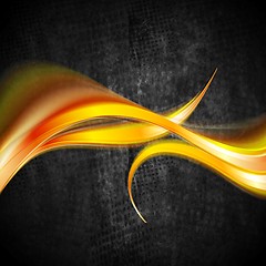 Image showing Bright yellow orange waves on dark background