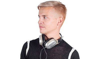Image showing Young handsome male with earphones