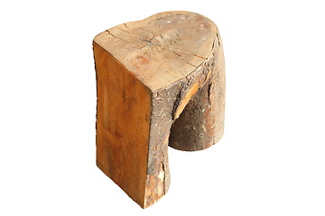 Image showing interesting wooden trunk carved seat