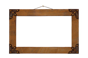 Image showing ancient painting frame finished with leather