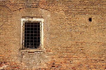 Image showing window on old abandoned castle wall