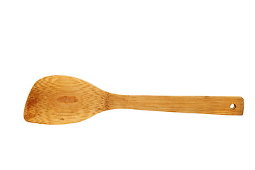 Image showing wooden kitchen  spatula over white