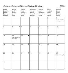 Image showing Calendar of year 2015 - October