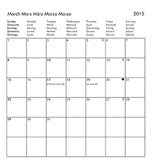 Image showing Calendar of year 2015 - March