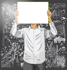 Image showing Man With Write Board Against Love Background