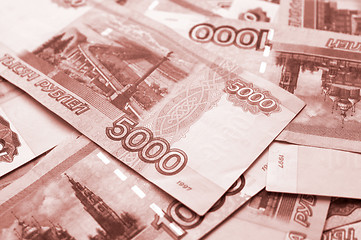 Image showing Money background with russian Ruble