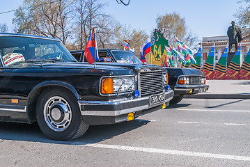 Image showing Soviet luxury cars ZIL-41047 and GAZ-14 Chaika