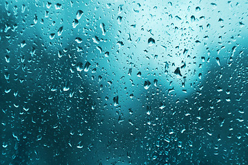 Image showing Water drops on glass