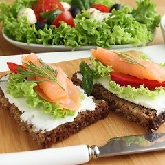 Image showing Fresh salmon sandwiches.