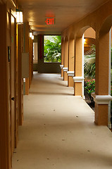 Image showing outside hallway with exit sign