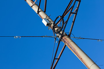 Image showing fiber-optic communications in power line and electricity