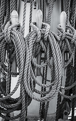 Image showing Blocks and tackles of a sailing vessel