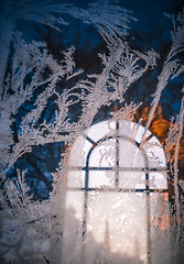 Image showing Frost on the window of the chapel