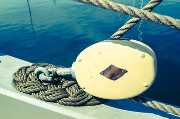 Image showing Blocks and tackles of a sailing vessel