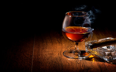 Image showing Cognac and cigar