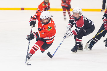 Image showing Game of children ice-hockey teams