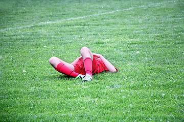 Image showing Injured footballer or Soccer