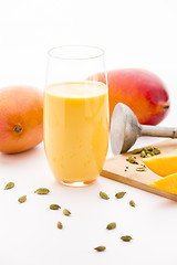 Image showing Blended Mango Fruit Shake, Mangoes And Cardamom