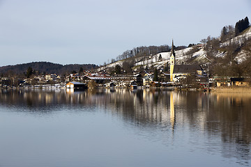 Image showing Bavarian lake Schliersee with blue sky in winter