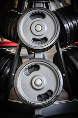 Image showing Barbell plates rack