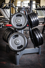 Image showing Barbell plates rack