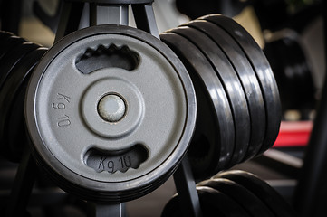 Image showing Barbell plates rack
