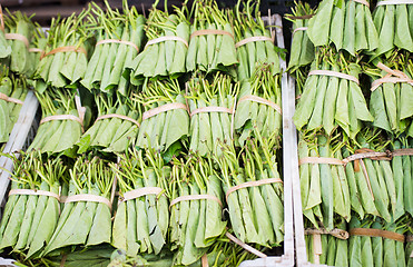 Image showing Betel leaves at a market in Myanmar