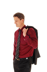 Image showing Man with jacket over shoulder.